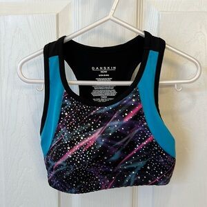Girls Danskin sports bra with silver sparkle design size 6–6X or small